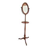 Psyche barber mirror with tripod base in cherry wood with system