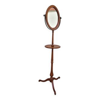 Psyche barber mirror with tripod base in cherry wood with system