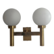 Double opal glass and heavy brass, large minimalist cinema wall light, 1960s, Germany