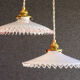 Set of 2 opaline suspensions delivered with new cable, socket and support in new brass