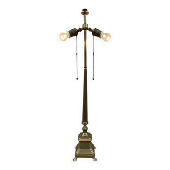 Old brass table lamp with claw feet