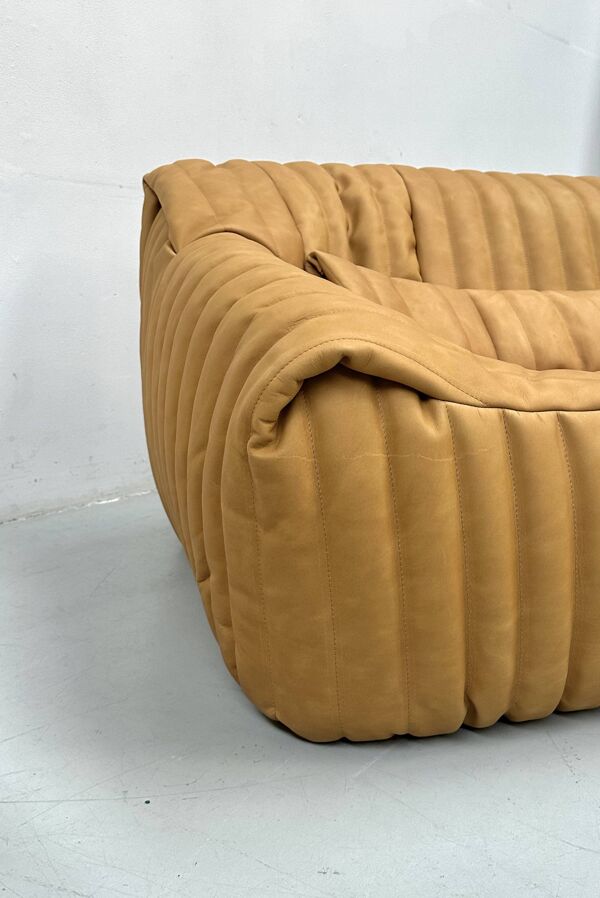 Canapé Sandra en Cuir Camel par A.Hieronimus pour Cinna/Ligne Roset, années 70.