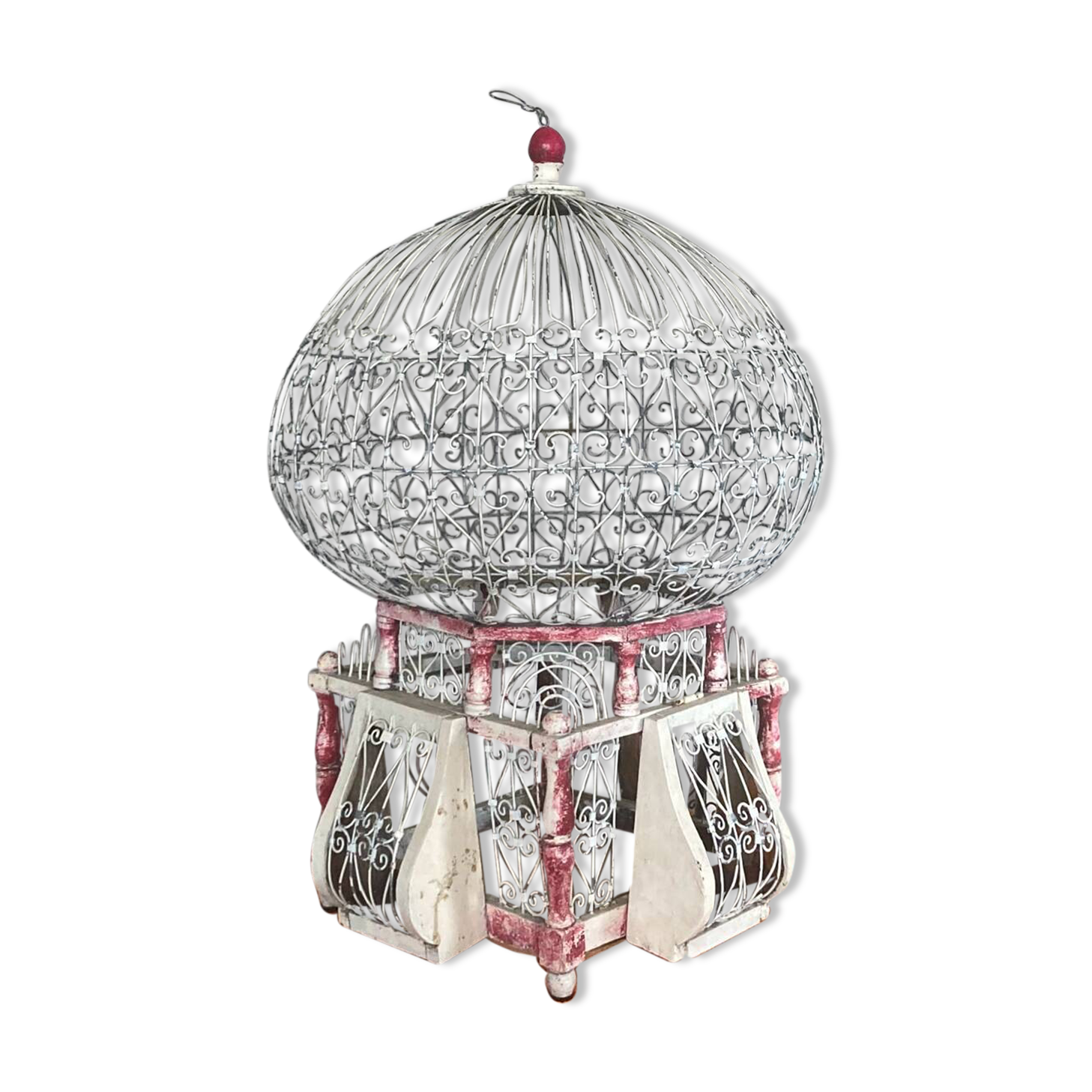 Cage artisanale époque XIXe pour petits oiseaux
