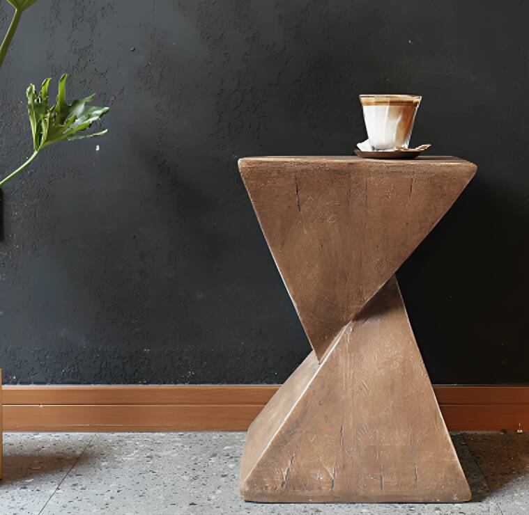 Lightweight Geometric Concrete Side Table, Modern Indoor/Outdoor Accent Table, Multifunctional Table