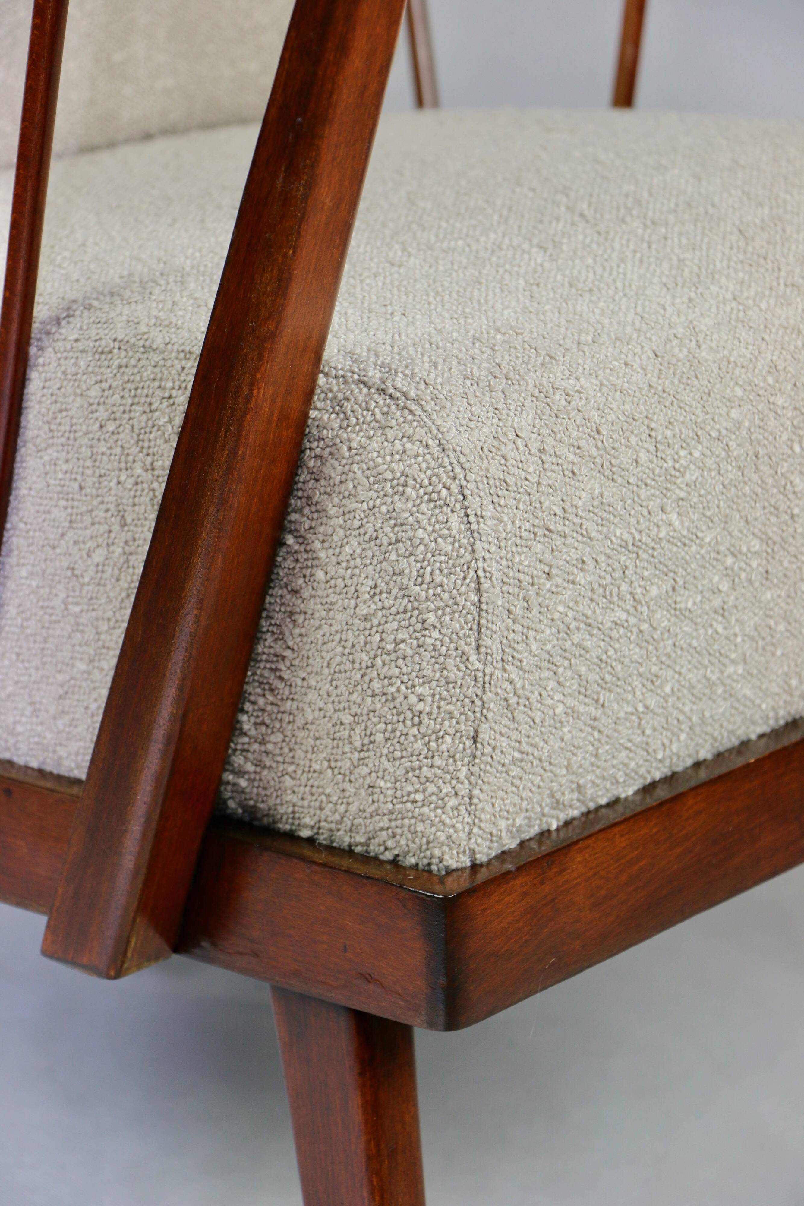 Art Deco Beige Boucle Armchair, 1960s