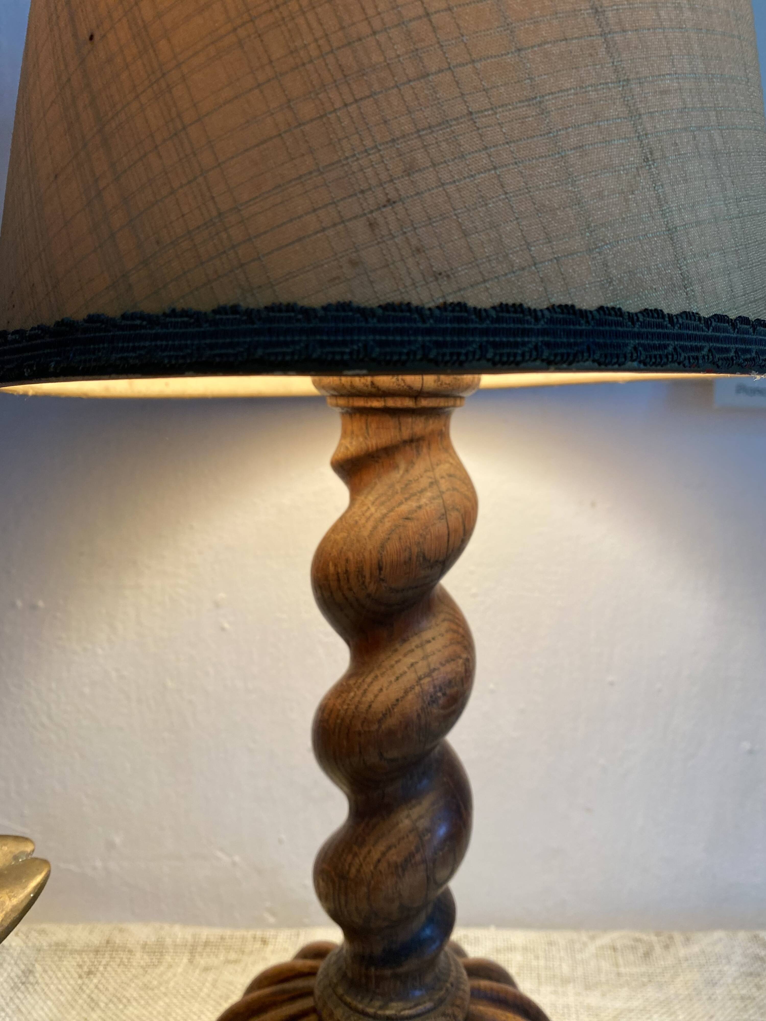 Antique lamp in twisted turned wood