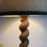 Antique lamp in twisted turned wood