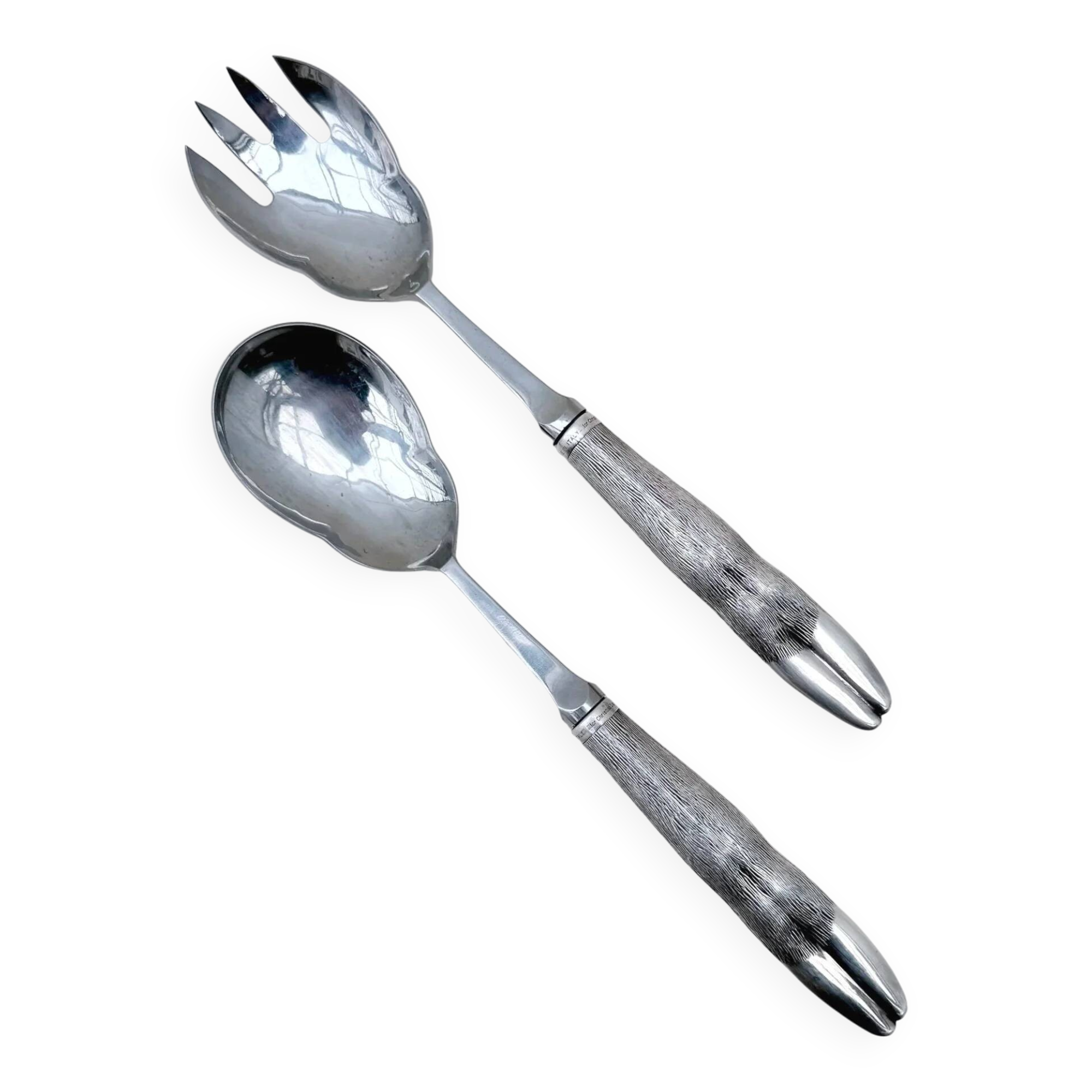 Christian Dior salad servers with 925 sterling silver handles, Italy