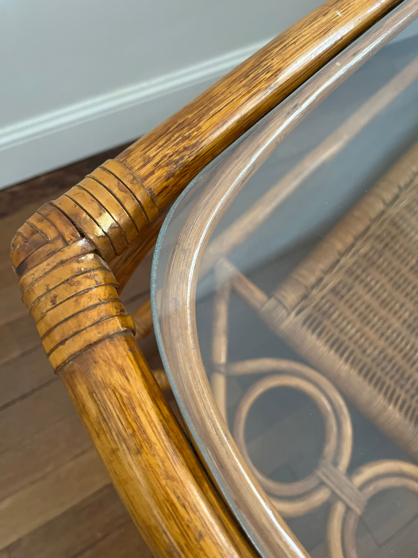 Vintage bamboo and rattan table