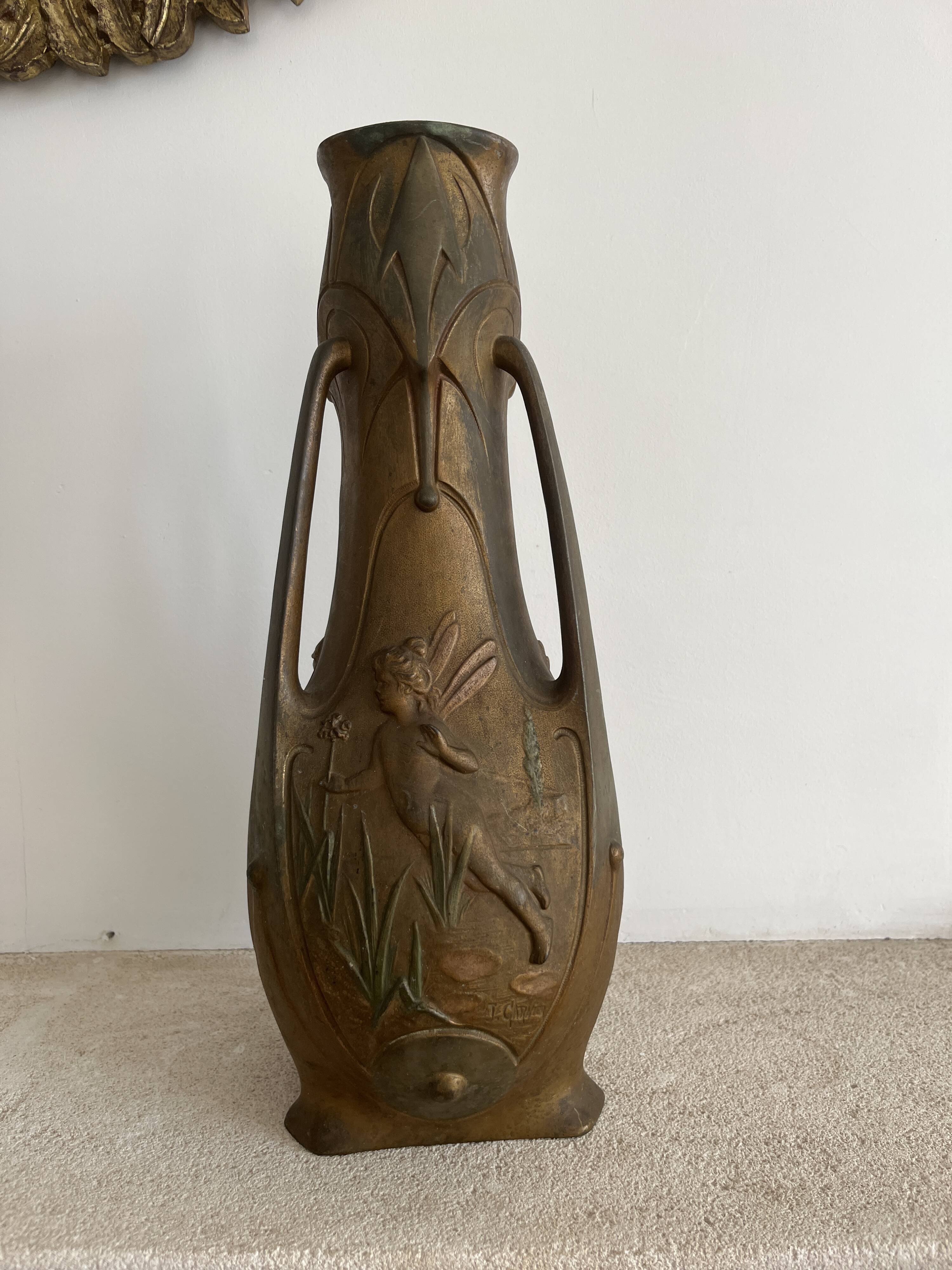 Art Nouveau tin vase