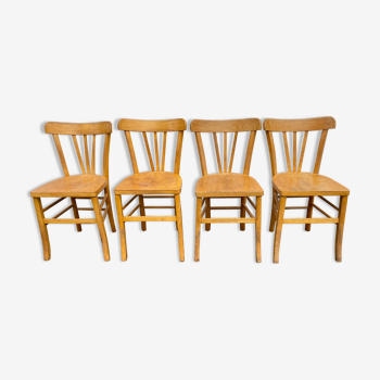 Set of 4 varnished bistro chairs