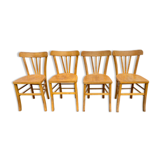 Set of 4 varnished bistro chairs