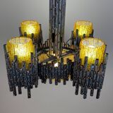 Brutalist chandelier by Marcello Fantoni for Fantoni Studio, Florence, Italy, 1960s.