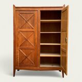Vintage solid oak cross-braced wardrobe 1940