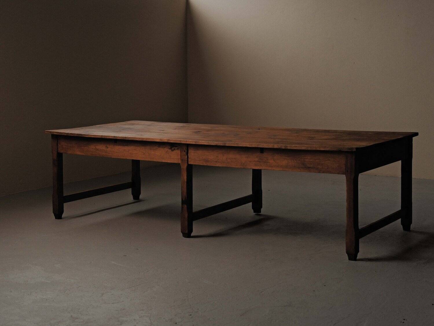 Large antique table in solid pine – France, around 1900