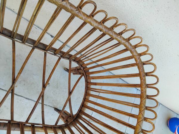 Lit en rotin vintage a roulettes berceau