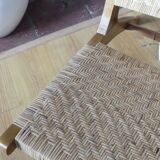Teak and natural rattan armchair