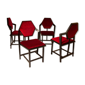 Lot 4 chaises par Frank Lloyd Wright années 80