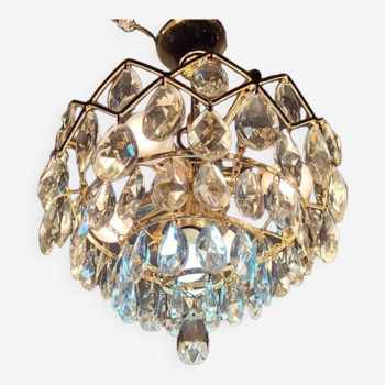 Lustre circulaire vintage italien gouttes de cristal