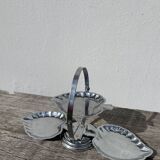 Présentoir raviers en métal argenté feuille