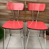 Pair of raspberry formica chairs