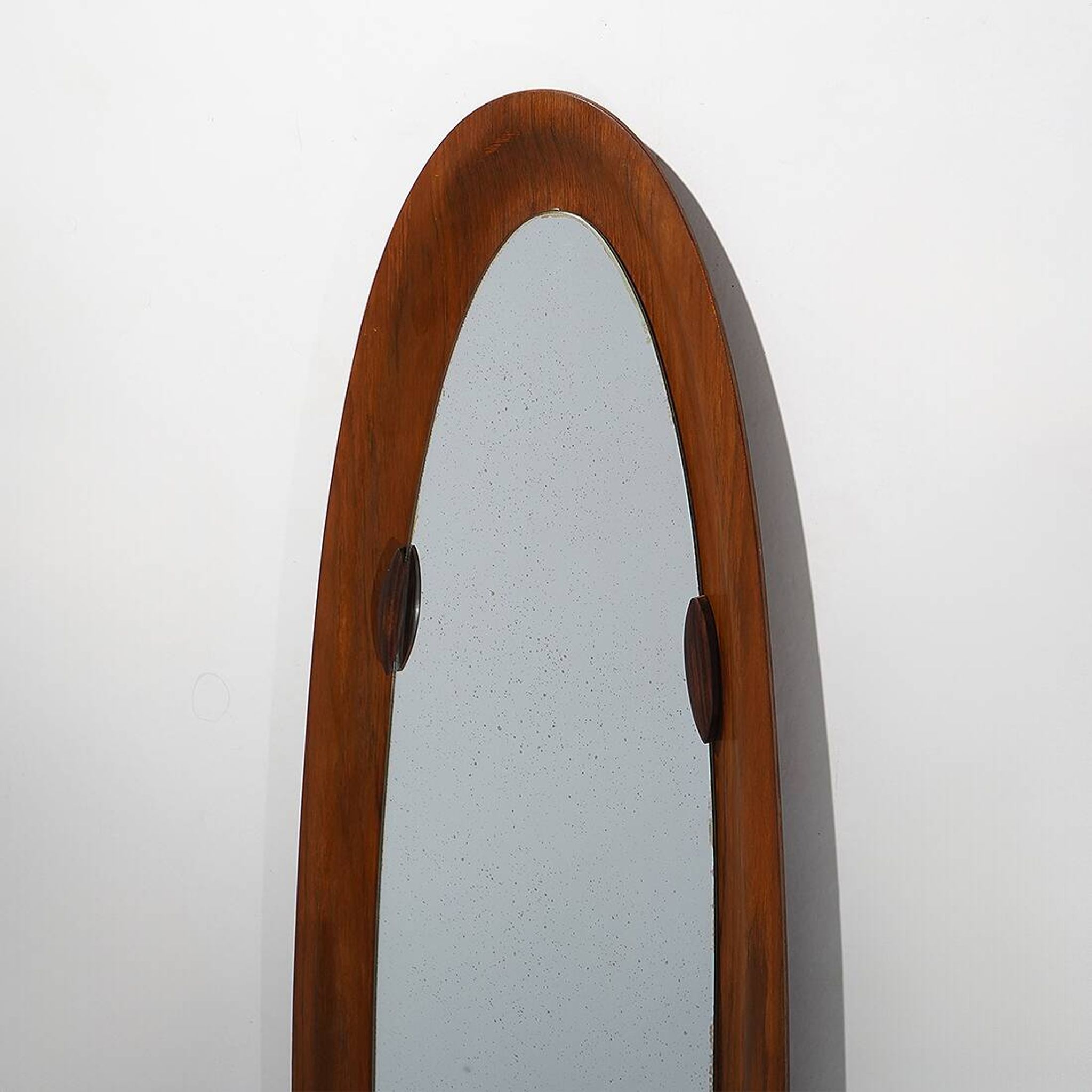 Curved plywood wall mirror, 1960s