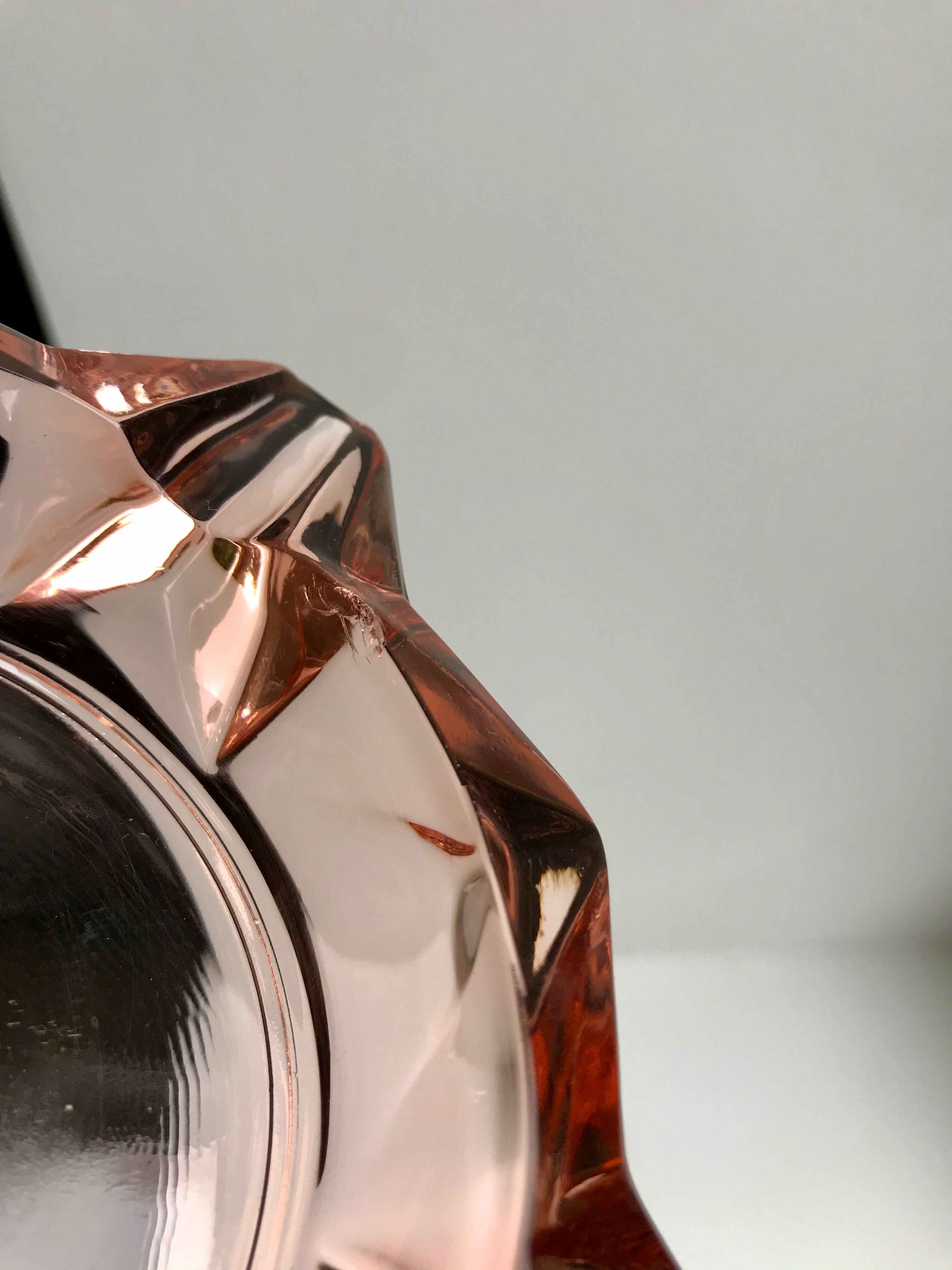 Pink glass ashtray 70s