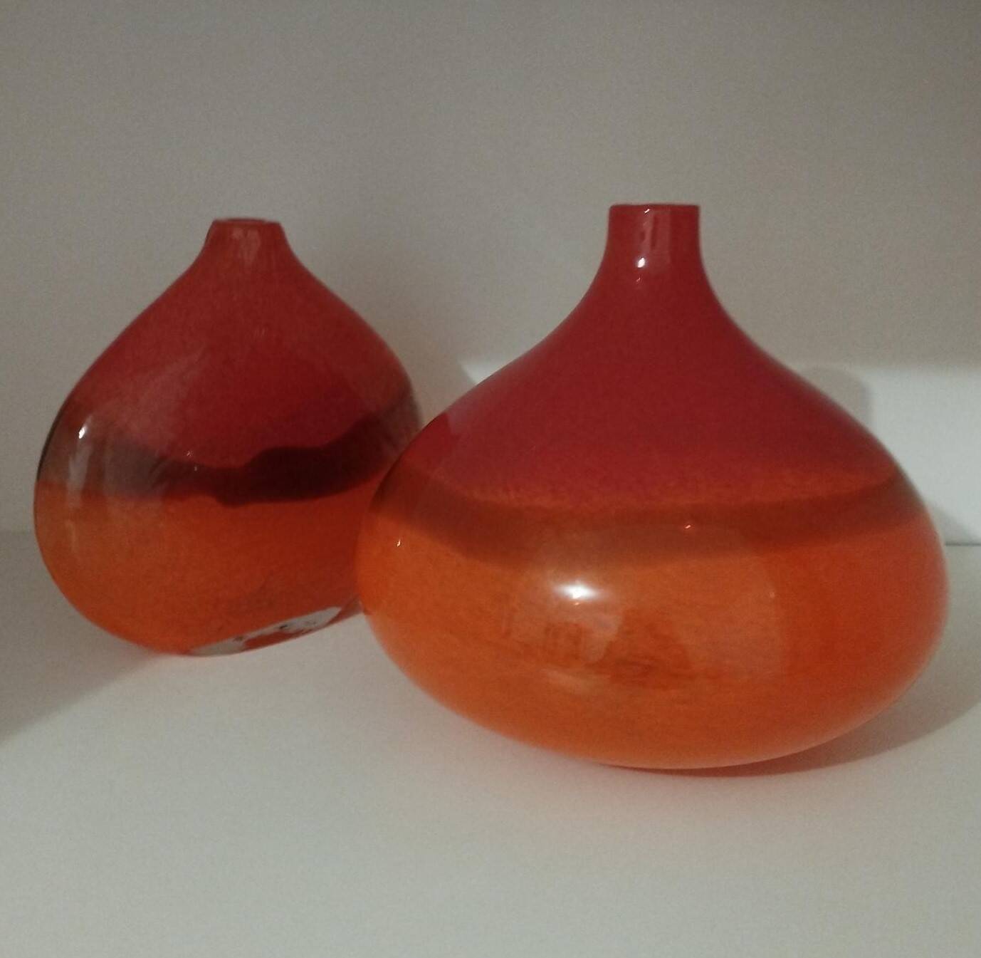 Pair or 2 glass paste vases from the 80s vintage.