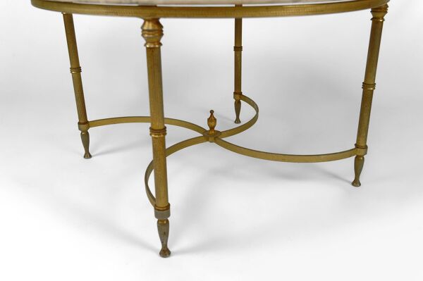Table basse ronde néoclassique, Laiton et Marbre, France, circa 1960