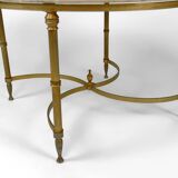 Neoclassical round coffee table, Brass and Marble, France, circa 1960