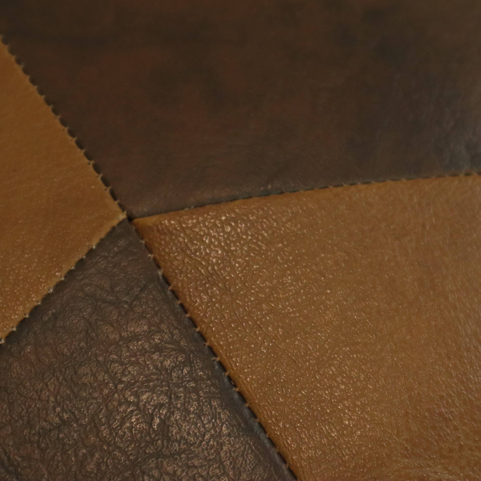 Round Vintage Pouf Brown Star Motif Skai Sixties