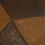 Round Vintage Pouf Brown Star Motif Skai Sixties