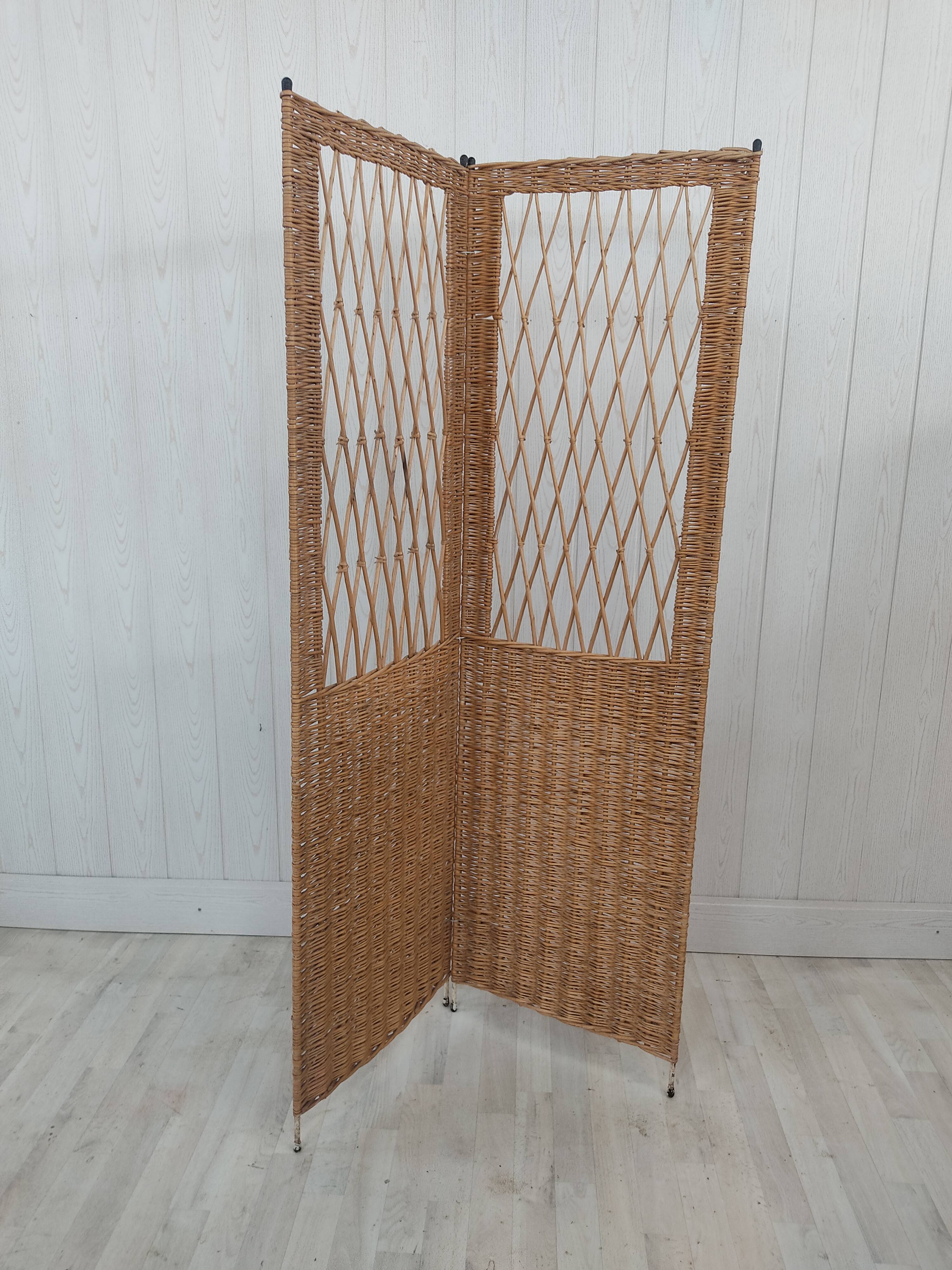 Rattan and wicker screen 2 leaves