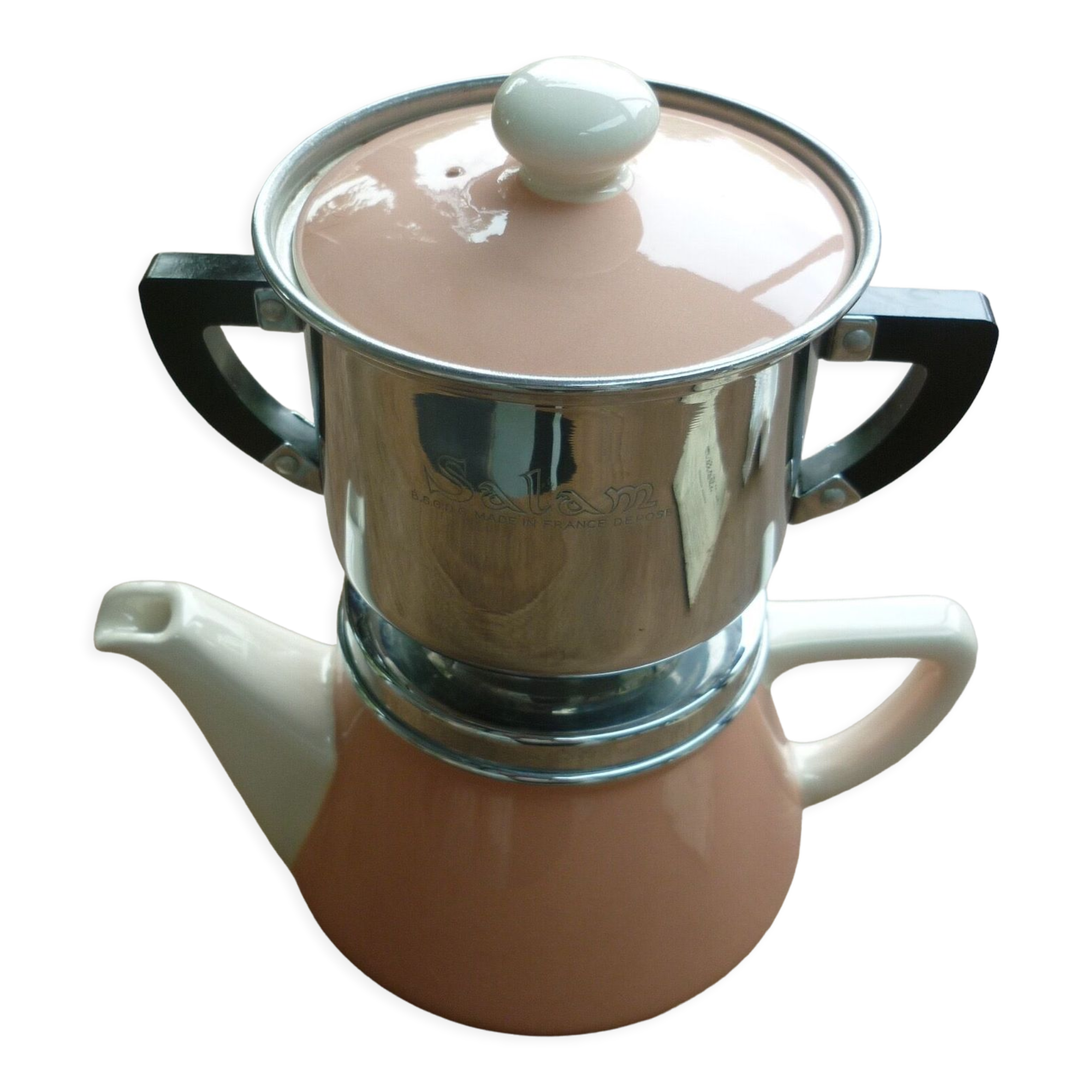 Cafetière vintage "Salam" 4T V&B rose et beige