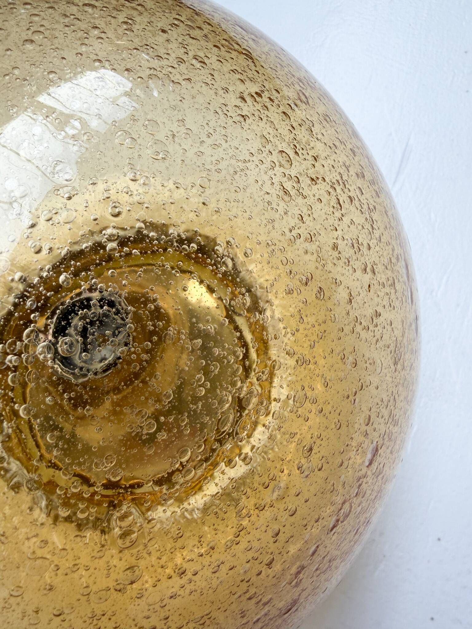 Amber colored mushroom ceiling or wall lamp, 1960s