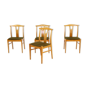 Set de 4 chaises en hêtre, Suède, 1960