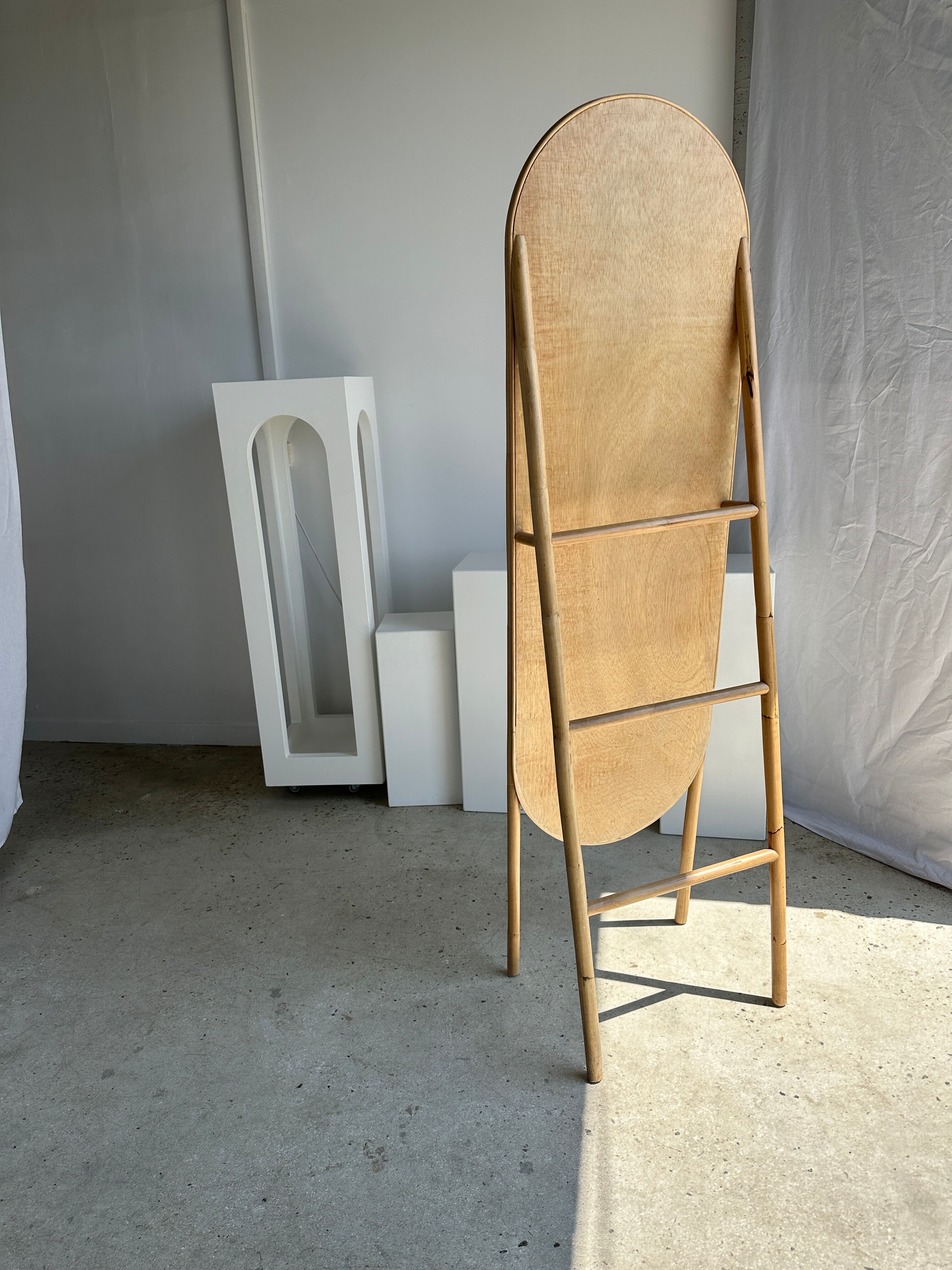 Floor mirror in bamboo and rattan H:1m80