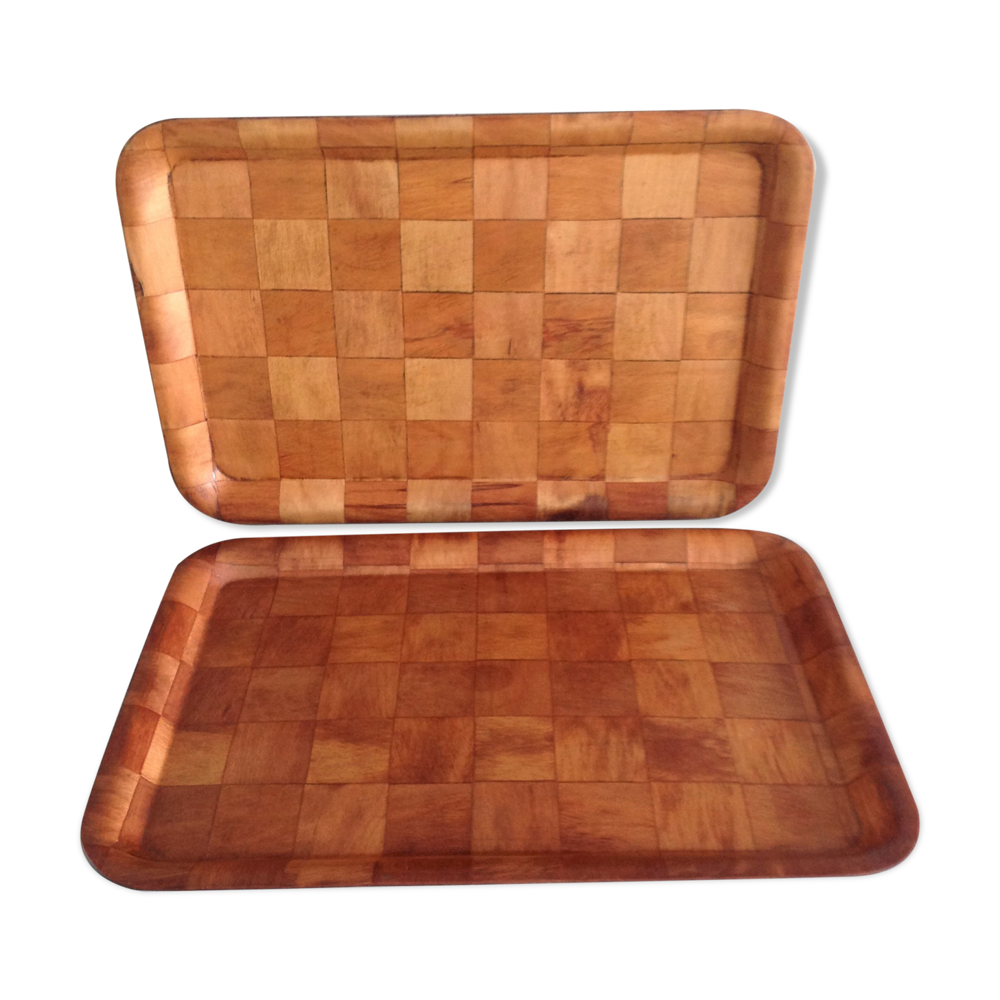 Pair of wooden tops Scandinavian style / vintage 60s-70s