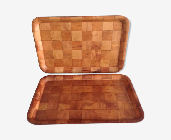 Paire de plateaux en bois style scandinave