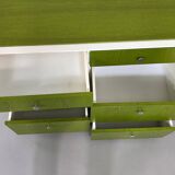 Vintage 6-drawer chest in beige wood and green varnish, Norway, 1960s