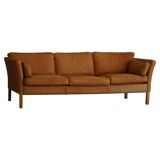 Danish Midcentury 3-seater canapé by Stouby in cognac brown leather, made in the 1970s.