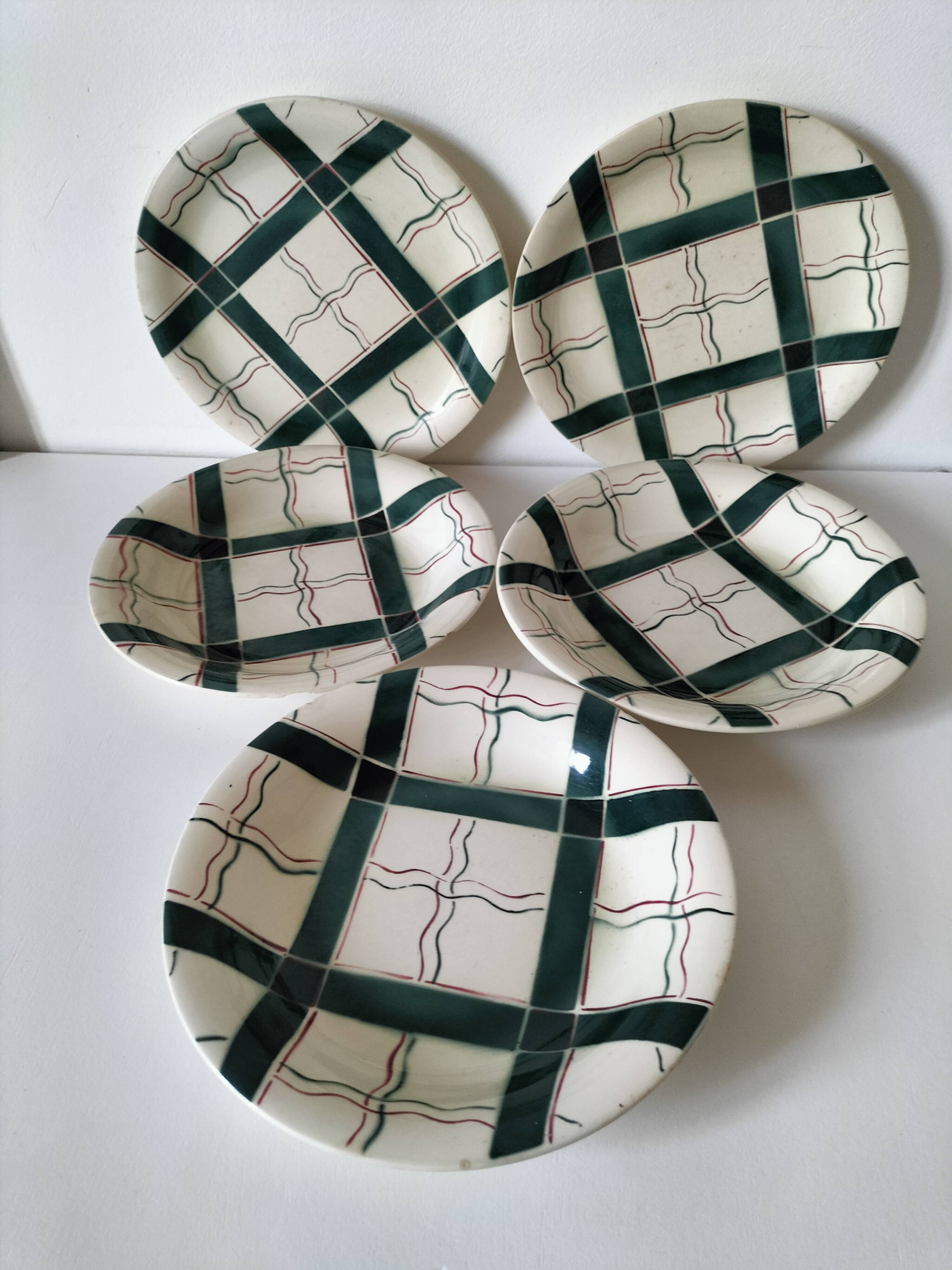 5 Sarreguemines plates model Cambo – Basque decoration – vintage 1950s