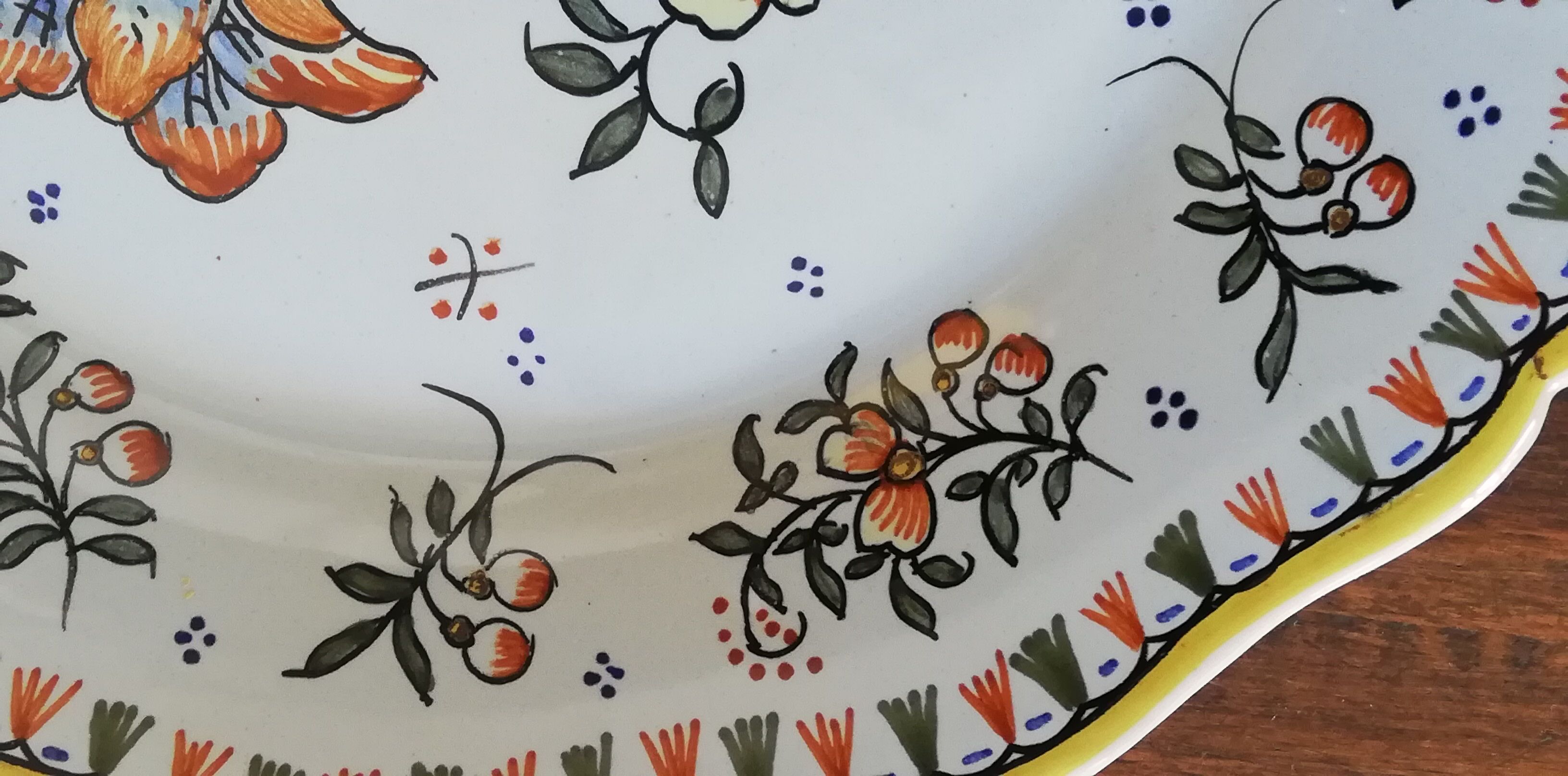 Collection plate Vieux Rouen signed handmade