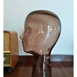 Tête de mannequin en verre fumé vintage
