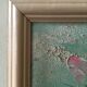 Painting painting in powder pink oil, blue-green