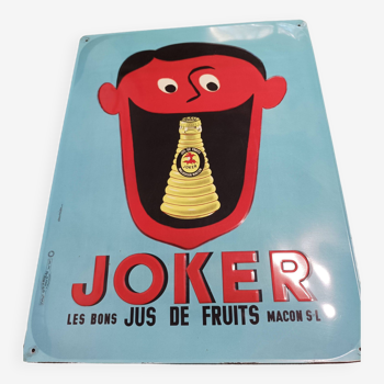 Plaque publicitaire en tôle vintage boisson joker