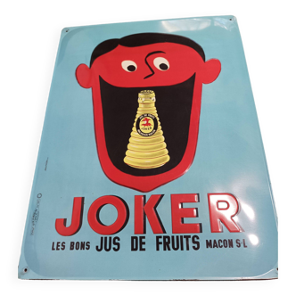 Plaque publicitaire en tôle vintage boisson joker