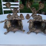 Pair of bronze chandeliers