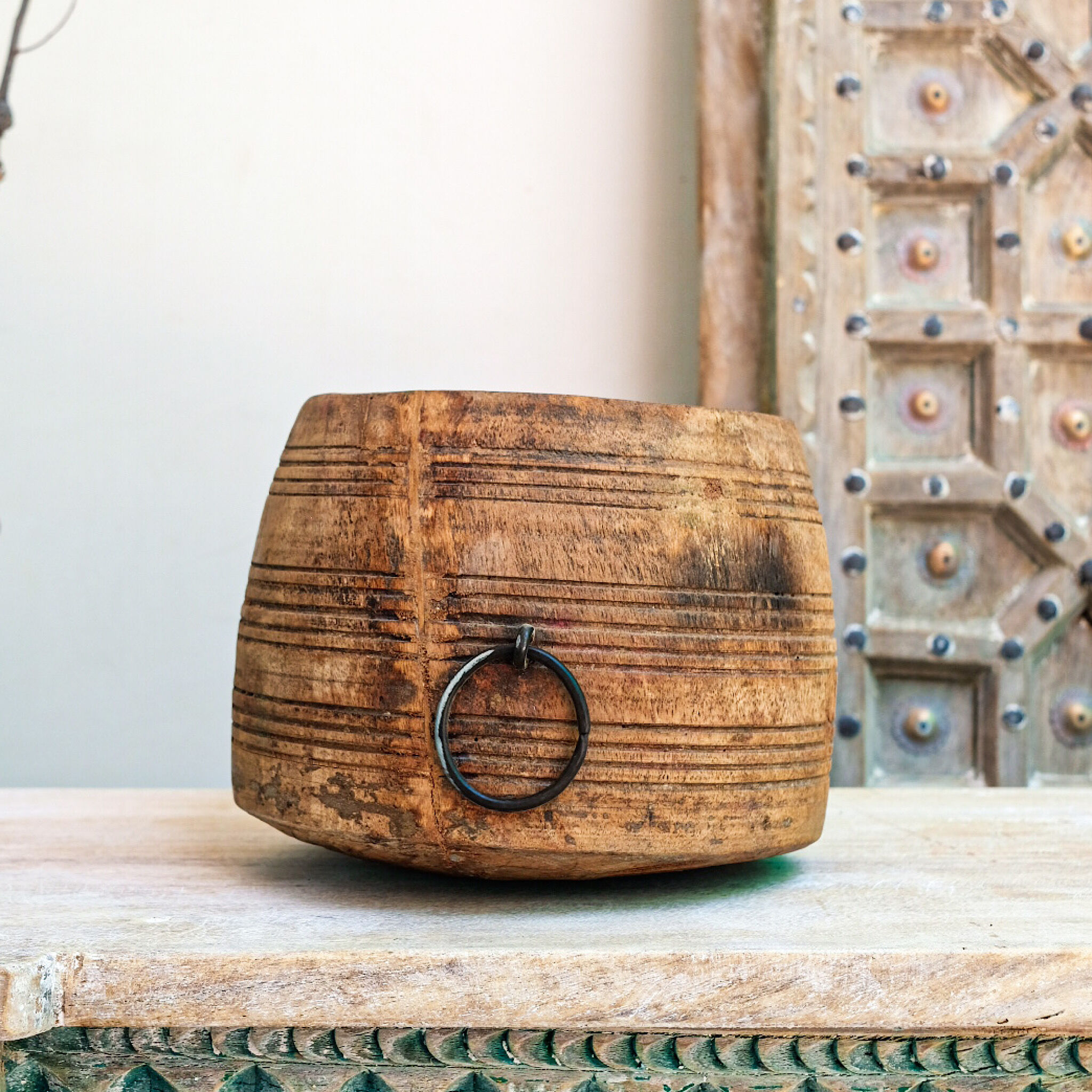Old wooden pot