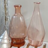 Vintage pink glass bottle vases
